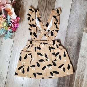 Wonder Nation Petals Suspender Skirt Girls Size 2T Sleeveless Brown Black Knit